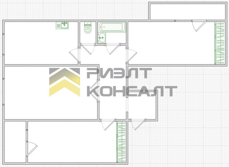 3-комн. квартира, Вторичка, 66.10м², 6/10 этаж миниатюра 36
