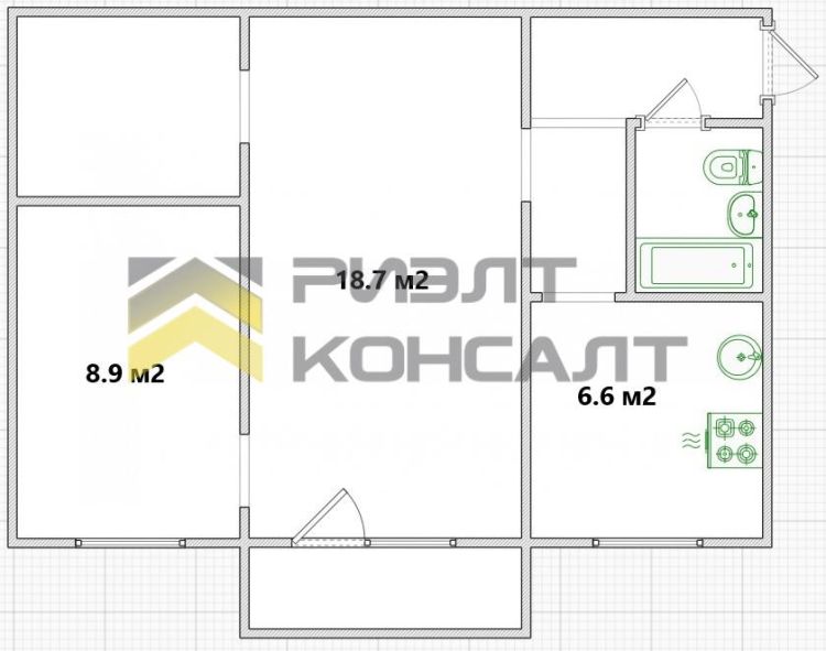 2-комн. квартира, Вторичка, 44.50м², 3/5 этаж миниатюра 16