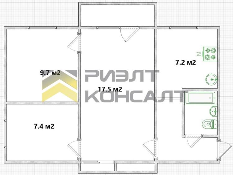 3-комн. квартира, Вторичка, 49.40м², 5/5 этаж миниатюра 21