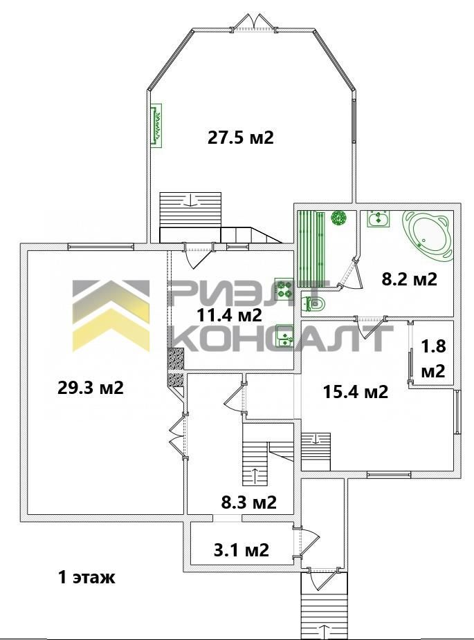 Дом, 209м², 8 соток, 2 этажа, 3 комн., стены: Кирпич миниатюра 39